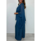 Femeii Elegant Casual Chiffon Top și pantaloni largi Set