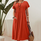 【S-4XL】👗Rochie plisată pentru femei cu mâneci scurte și buzunare