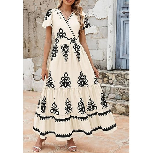 🌸 Rochie Maxi Boho Casual V-Neck pentru femei👗