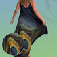 Rochie maxi cu bretele spaghetti florale