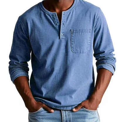 Cămașă lungă din denim de epocă pentru bărbați