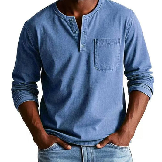 Cămașă lungă din denim de epocă pentru bărbați