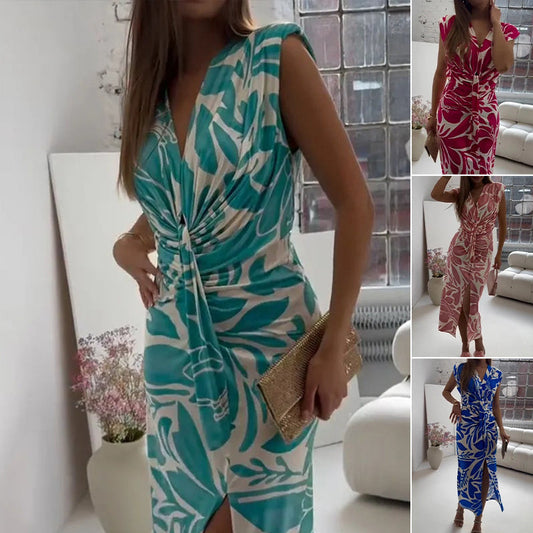 ✨Rochie fără mâneci cu croială imprimată