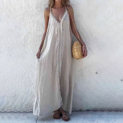 Rochie maxi cu curea de spaghete cu gât în v-gât