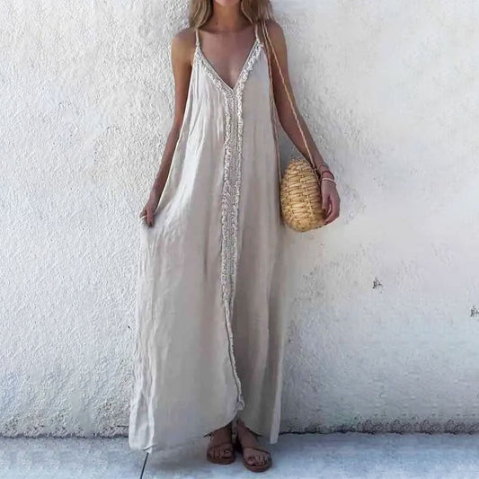 Rochie maxi cu curea de spaghete cu gât în v-gât