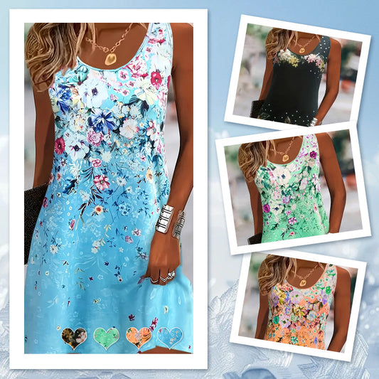 👗Rochie maxi florală fără mâneci