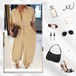 Femeii Casual vrac cu mânecă scurtă buton Up Jumpsuit