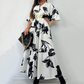 Rochie maxi elegantă imprimată cu decolteu în V pentru femei