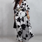 Rochie maxi elegantă imprimată cu decolteu în V pentru femei