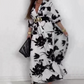 Rochie maxi elegantă imprimată cu decolteu în V pentru femei