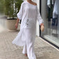 Femei moda culoare solidă Slant umăr lung Top & pantaloni două piese Set