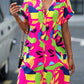 Moda florale de imprimare cu mânecă scurtă Shirt Dress
