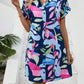 Moda florale de imprimare cu mânecă scurtă Shirt Dress