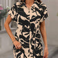 Moda florale de imprimare cu mânecă scurtă Shirt Dress