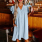 Rochie plisată Casual V-Neck Ruffle pentru femei