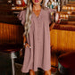 Rochie plisată Casual V-Neck Ruffle pentru femei