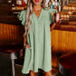 Rochie plisată Casual V-Neck Ruffle pentru femei