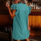 Rochie plisată Casual V-Neck Ruffle pentru femei