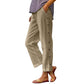 👖Pantaloni lejeri din bumbac in, cu nasturi laterali – stil casual, monocrom