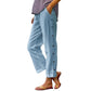 👖Pantaloni lejeri din bumbac in, cu nasturi laterali – stil casual, monocrom