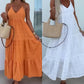 Femei Trendy V gât Spaghete curea Tiered Maxi rochie