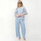 Femei Topuri elegante cu cravată ＆ Set de pantaloni cu picioare largi
