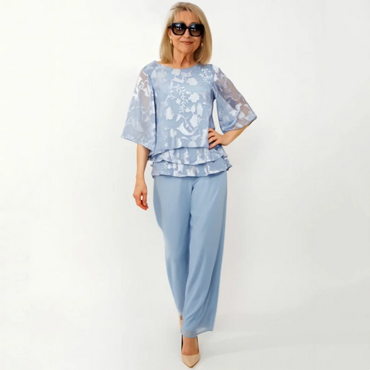 Femei Topuri elegante cu cravată ＆ Set de pantaloni cu picioare largi