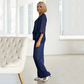 Femei Topuri elegante cu cravată ＆ Set de pantaloni cu picioare largi