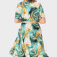 🌿Rochie elegantă cu mânecă scurtă și cu curea pentru femei cu imprimare trendy🌸