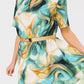 🌿Rochie elegantă cu mânecă scurtă și cu curea pentru femei cu imprimare trendy🌸