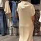 🔥Rochie lungă solidă cu glugă și mâneci scurte pentru femei