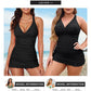 🩱Costum de baie dintr-o singură piesă cu încrețituri, cu spatele încrucișat, în V adânc👙