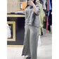 Femeii Casual Seven Sleeve Top Loose butonul în jos pantaloni două piese Set