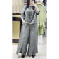 Femeii Casual Seven Sleeve Top Loose butonul în jos pantaloni două piese Set