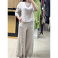 Femeii Casual Seven Sleeve Top Loose butonul în jos pantaloni două piese Set