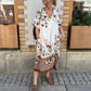 Femei florale imprimare Casual vrac Midi rochie