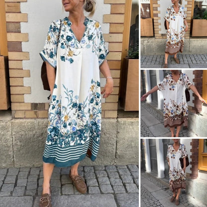 Femei florale imprimare Casual vrac Midi rochie