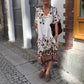 Femei florale imprimare Casual vrac Midi rochie