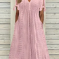 ✨【M-3XL】👗Femei Elegant V-Neck Hollow-Out rochie solidă🔥