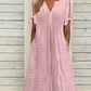 ✨【M-3XL】👗Femei Elegant V-Neck Hollow-Out rochie solidă🔥