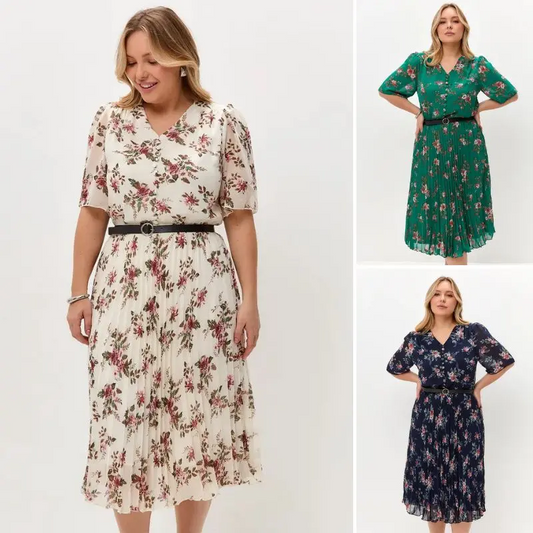 S-4XL👗 Fustă plisată florală elegantă