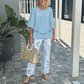 🔥Set pantaloni imprimați și top cu gât rotund