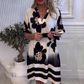Femei imprimate Loose Deep V-Neck rochie