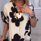 Femei imprimate Loose Deep V-Neck rochie