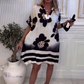 Femei imprimate Loose Deep V-Neck rochie