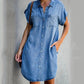 Rochie casual Denim cu mânecă scurtă