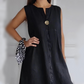 👗 Rochie fără mâneci din bumbac și in cu decolteu în V