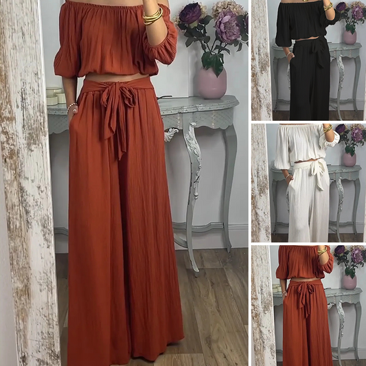 💃Set de pantaloni și top cu umerii deschiși pentru femei