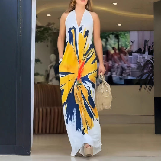Rochie elegantă V-Neck Halter pentru femei