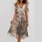 🔥 Rochie midi albastră cu mâneci scurte✨